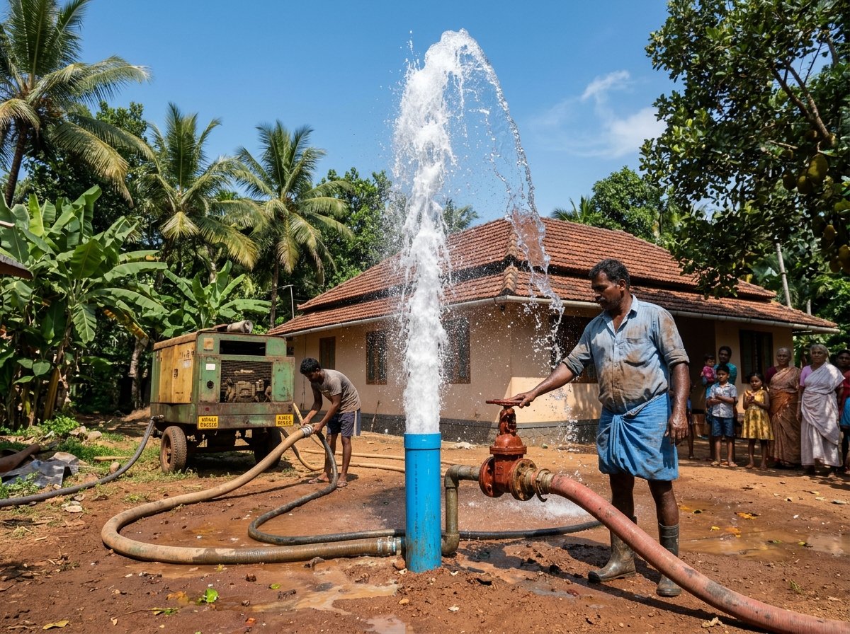 High-Pressure Borewell Air Compressor Cleaning and Flushing in Trivandrum - Akash Water Solutions